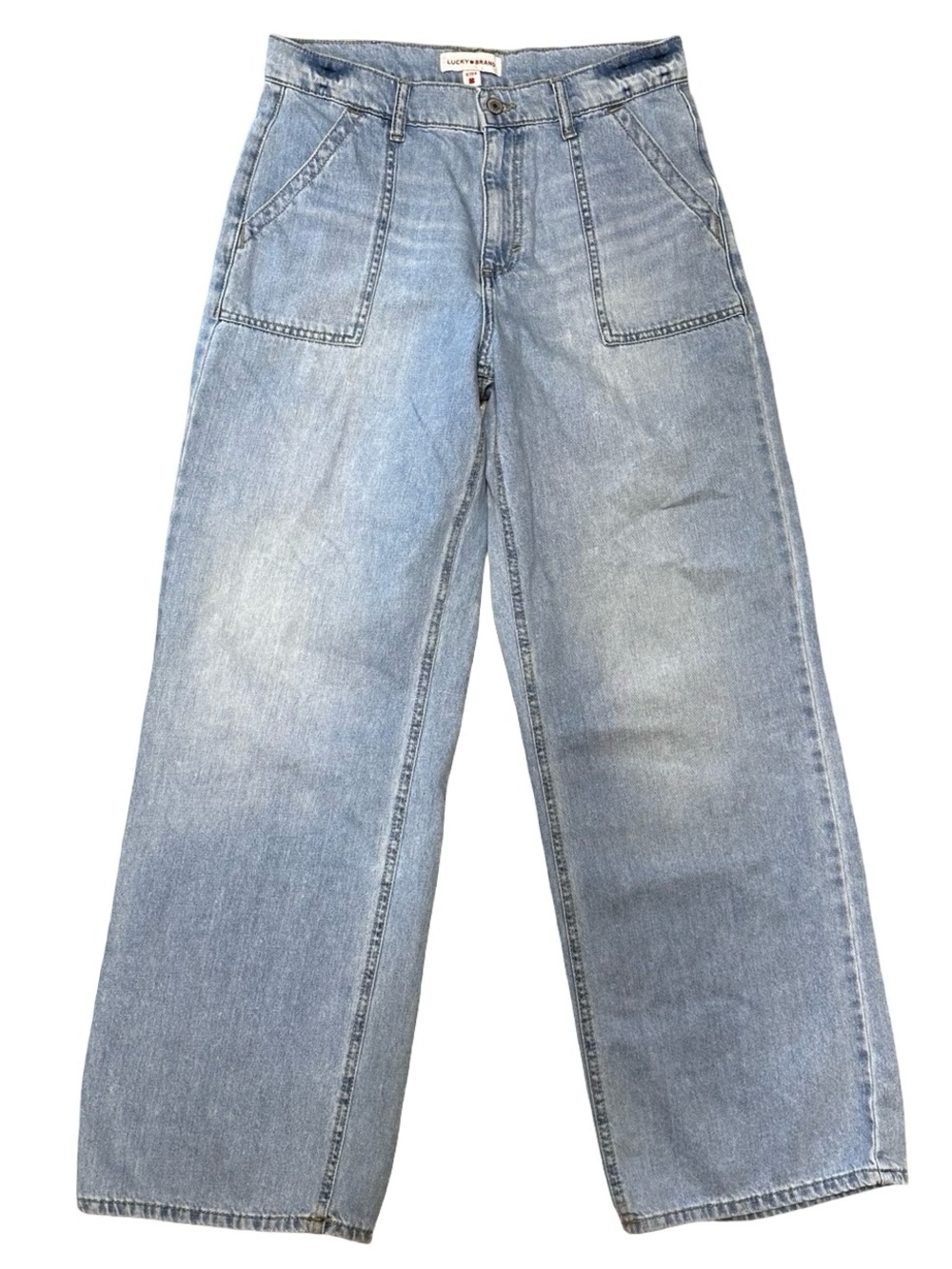 Lucky Brand Denim Wide Leg Utility Pant Jeans Size 8/29 R Light Wash High Rise